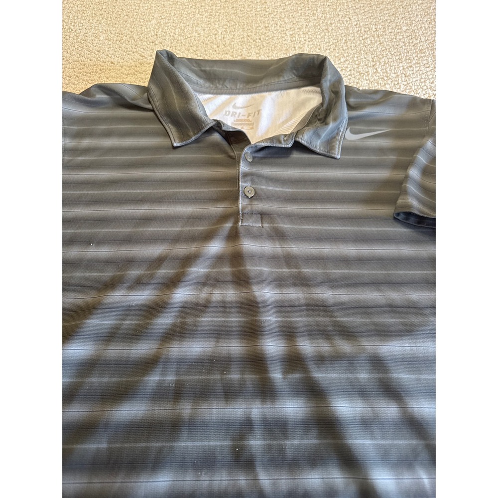 Nike‎ Golf Dri-FIT Polo Shirt Grey Striped Short Sleeve Mens XL Performance Top